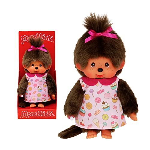 Bandai - Monchhichi - pluche dier Monchhichi Pop & Candy - iconisch pluche dier uit de jaren 80 - knuffeldier 20 cm voor kinderen en volwassenen - SE233861