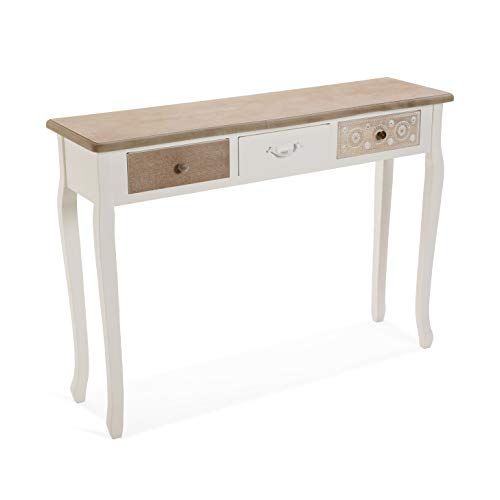 Versa Boedo Consoletafel met 3 laden - 78,5 x 30 x 109 cm - wit/bruin