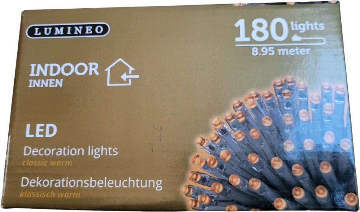 Lumineo Kerstverlichting Binnen Led 180 Kerstlampjes Klassiek Warm 8.95 meter