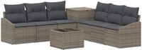 vidaXL Bankstel Grijs en Donkergrijs Poly Rattan en Staal