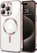 Techsuit Hoesje geschikt voor Apple iPhone 15 Pro Max - Luxury Crystal Back Cover - Geschikt voor MagSafe - Transparant/Roze