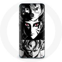 Maniacase Etui voor Huawei P20 Lite Sangoku Naruto Luffy One Piece Dragon Ball Z zwart wit achtergrond anime manga