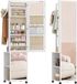 Merkloos Corvance B.V. Sieradenkast – Juwelenkast – Spiegelkast – Opbergkast – Organizer – Wit en Beige – Met 8 LED-verlichting – Afsluitbare Full-Length Spiegel – Met Wieltjes en Kledingrek