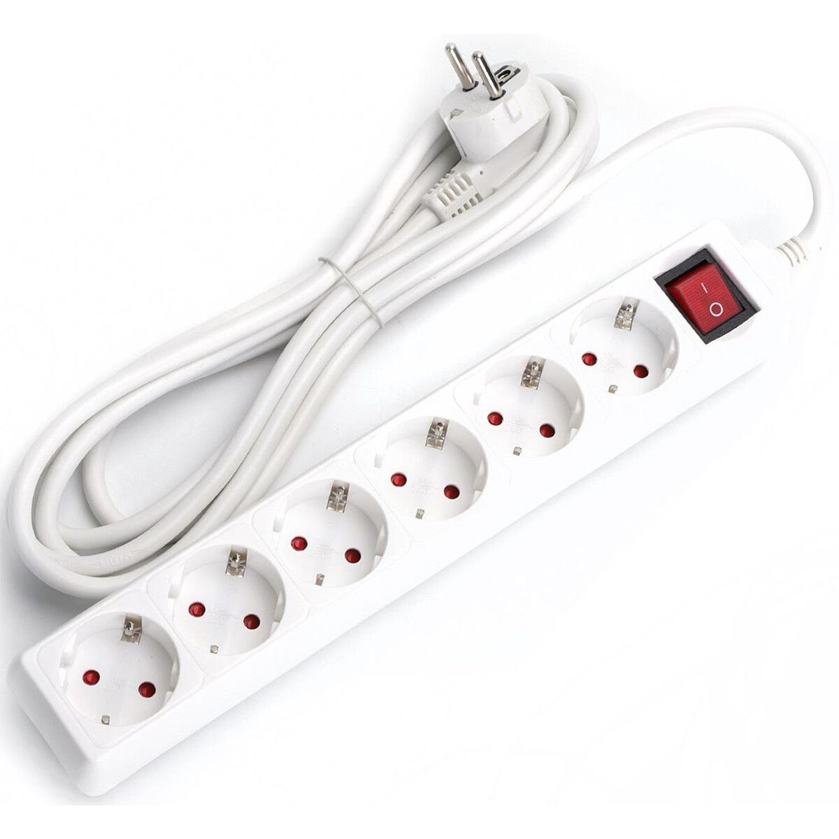 BES LED Verlengsnoer - Aigi Antris - 6 Stopcontacten - 3 Meter - Wit