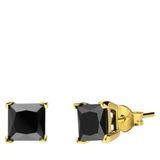 Lucardi - Boucles d'oreilles femme homme argent plaque or avec zircone noire - doré