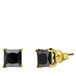 Lucardi - Boucles d'oreilles femme homme argent plaque or avec zircone noire - doré