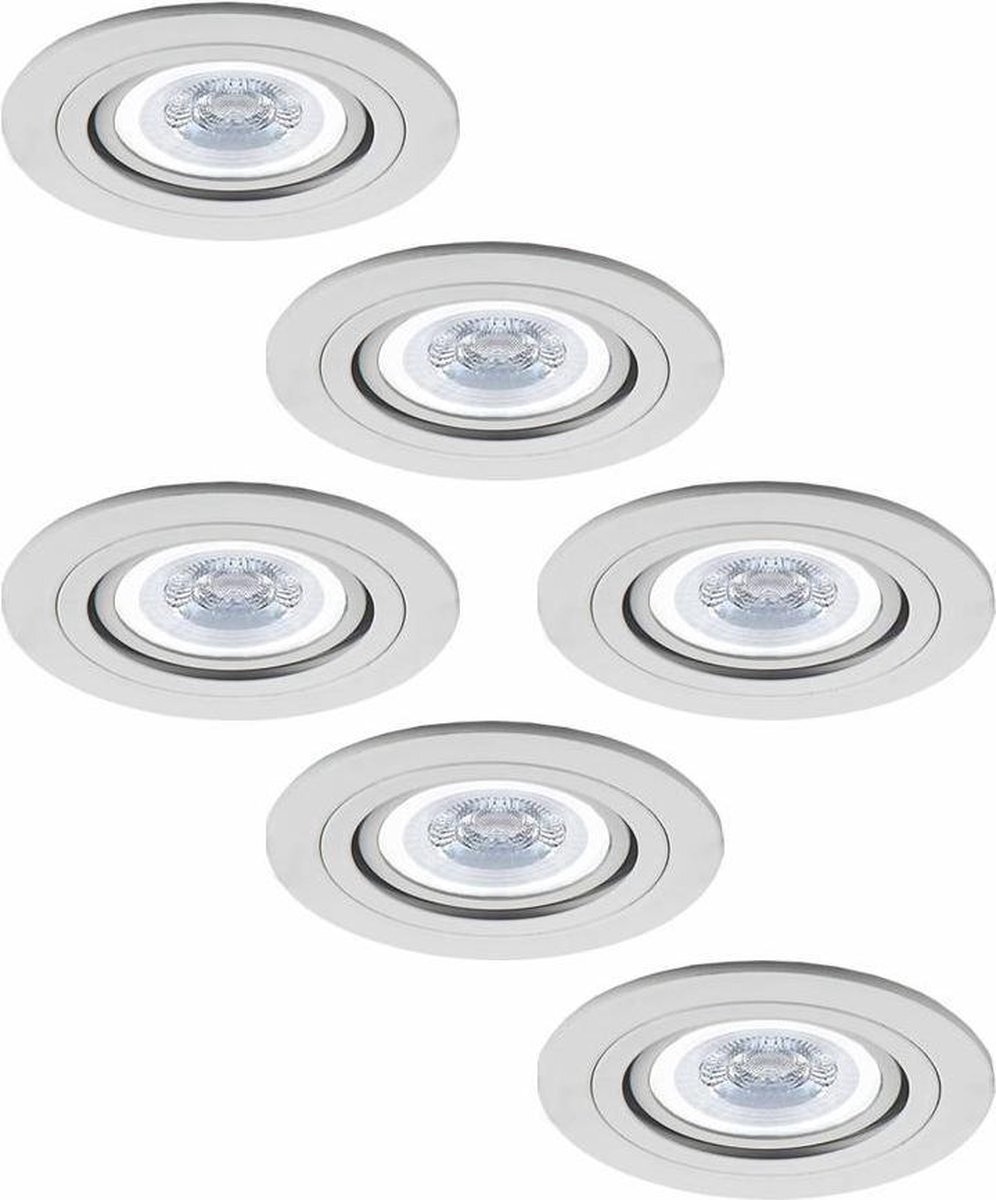 HOFTRONIC HOFTRONIC™ LED Inbouwspots Wit 6 Stuks - 5 Watt Kantelbaar en Dimbaar - 2700K - Aluminium - Pittsburg