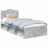 vidaXL Bedframe Betongrijs 90 x 200 cm Massief grenenhout