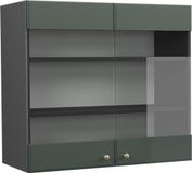 Vicco Fame-Line Glazen keukenkast – 80 cm Groen-Goud Landhuis