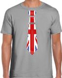 Bellatio Decorations Verkleed shirt voor heren - stropdas Engeland - grijs - supporter - themafeest XXL