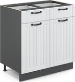 Vicco Fame-Line Keukenonderkast – 80 cm, WB Antraciet Wit Landhuis