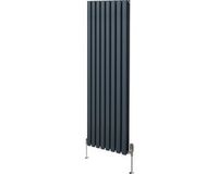 MonsterShop Monster Group BV Ovale radiator + trv-chroomkranen - antraciet - 1600x480 mm - ce/ukca