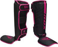 RDX Sports F6 Kara Scheenbeschermers - Kickboksen - MMA - Training - Kunstleer - Zwart - Mat - Roze - L