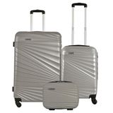 Set van 3 harde koffers van ABS in zilver nude metallic, zilver, huidskleur