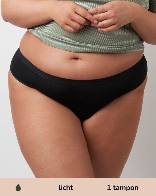Moodies Undies Moodies menstruatie ondergoed - Bamboe Bikini Onderbroek - licht kruisje - maat XL - zwart