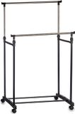 Kipit Kledingrek - mobiel - dubbele stang - 80 cm - rek op wielen - verstelbaar van 90 tot 160 cm