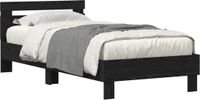 vidaXL Bedframe met hoofdeinde Zwart Eiken 90 x 190 cm Bewerkt hout