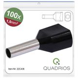 Quadrios 22C436 Dubbele adereindhulzen 1.5 mm² Deels geïsoleerd Zwart 1 set(s) Package
