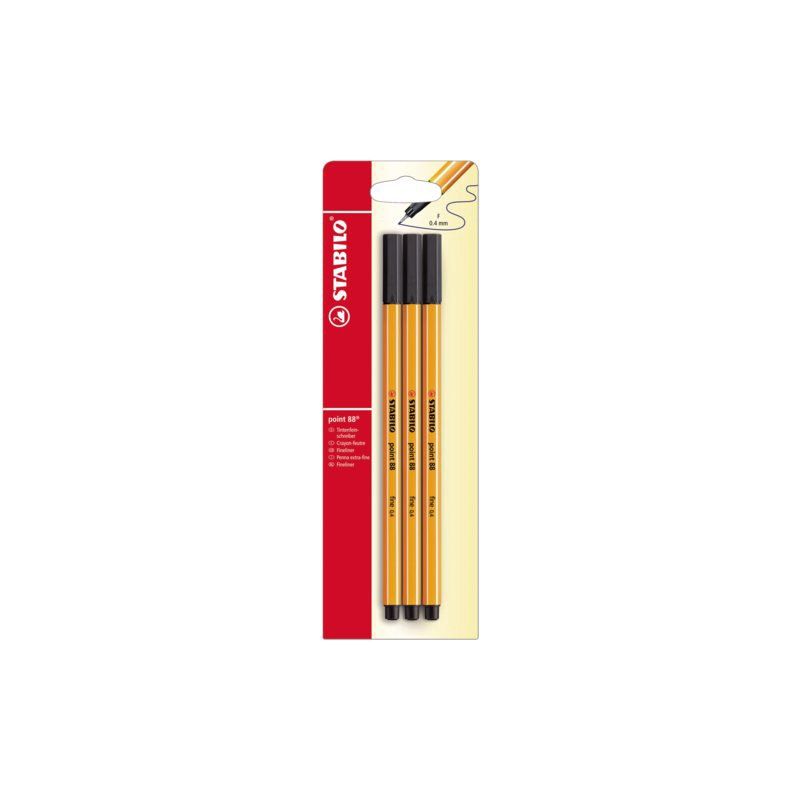 Stabilo Fineliner point 88 zwart blister a 3 stuks