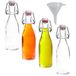 Mikken 4 glazen flessen met beugelsluiting, 200 ml, om te vullen, incl. een vultrechter