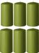 Enlightening Candles 8x Olijf groene cilinderkaarsen/stompkaarsen 6 x 10 cm 36 branduren - Geurloze kaarsen olijf groen