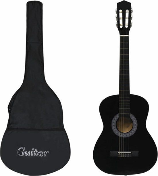 vidaXL Klassieke Gitaar met Tas voor Beginners - 3/4 - 36" - Zwart