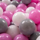 KiddyMoon Ballenbak ballen voor Kinderen Ø7 cm met 300 Stuks - Grijs Wit Roze
