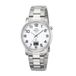 Master Time Montre unisexe analogique et numérique bracelet en cuir blanc boîtier en acier argenté 41 mm