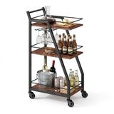 Relaxdays Keukenwagen - industrieel - 39x83x29 cm - bruin en zwart