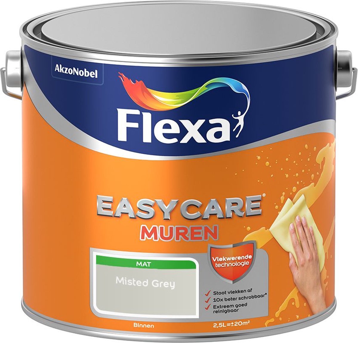 FLEXA Easycare - Muurverf Mat - Misted Grey - 2,5 liter