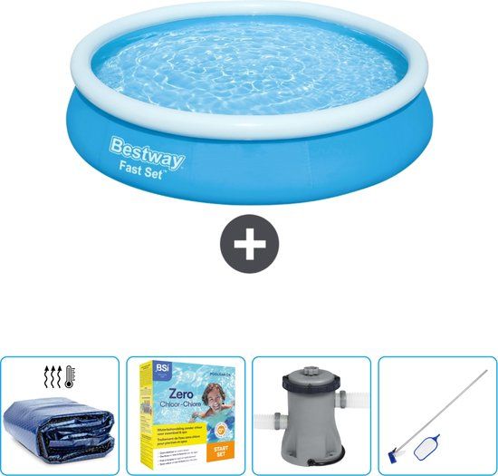 Bestway Fast Set Zwembad - 366 x 76 cm - Rond - Blauw - Inclusief Accessoires