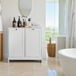 MODENUIT Armoire de salle de bain – Panier à linge amovible – 66 x 33 x 68 cm – MDF et panneau de particules – Blanc – Autoportant