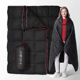 EVOCAMP campingdeken, outdoor deken 200x140 cm, waterafstotend, ultralight, reisdeken 0,68 kg, met tas, compact opvouwbaar, ideaal voor camping en buitenactiviteiten, zwart