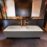 Mondiaz ERIN 150cm badmeubelset Dark grey met 1 lade en dubbele wastafel Linen