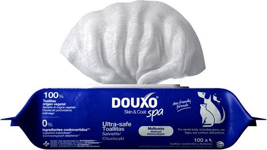 DOUXO SPA Multifunctionele Doekjes – 100 st. | Pet Wipes Voor Honden & Katten | Verwijdert Traan- & Speekselvlekken | Verfrist & Laat de Vacht Heerlijk Ruiken | Hypoallergene Formule met Aangepaste pH