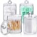 AOZITA 4-pack wattenschijfje, wattenstaafjeshouder dispenser voor katoenen bal, wattenstaafje, ronde pads, floss - 10 oz doorzichtige plastic apotheekpot set badkamer canister opslag organisatie