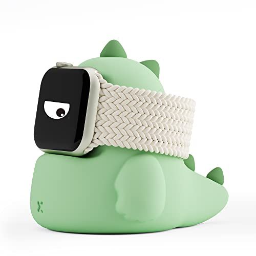 Laadstation ELETIUO Laadstation compatibel met Apple Watch Series Ultra/8/SE2/7/6/SE/5/4/3/2/1, dinosaurus iWatch dockingstation, mintgroen