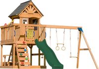 AXI Jack Speeltoestel met Dubbele Schommel en Trapeze Bruin – Groene glijbaan