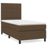 vidaXL Boxspringbed met matras, donkerbruin, 100x200 cm