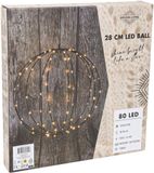 Svenska Living Led bal noir avec minuterie 28cm 80goudled 3xaa ip44