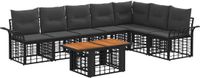 vidaXL Tuinbank Set 8-delig Zwart en Donkergrijs Polyrattan