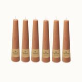 Spaas 6 Geurloze Geribbelde Obelisk-kaarsen, 47/250mm, ± 25 uur, Beige