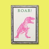GOODNIGHT LIGHT Dinosaurus poster, roze, A3, 21 x 29 cm, op papier gedrukt, 250 g, muurposter, ingelijste kunstdruk, afbeeldingen voor woonkamer, decoratieve poster