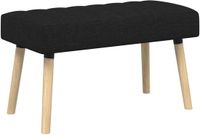 vidaXL Kanaalgeplooide Bank Zwart 80 x 40 x 46 cm Stof