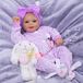Reborn-pop, 43 cm, riant, avec corps en tissu, vinyle, violet