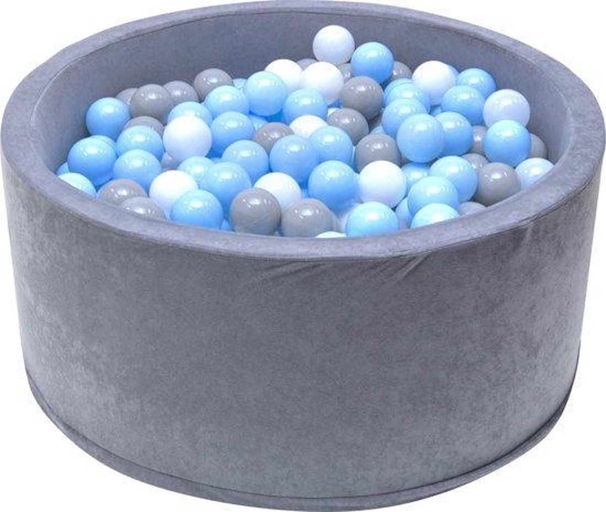 Viking Choice Ballenbak - stevige grijze ballenbad - 90 x 40 cm - 400 ballen - blauw, wit, grijs