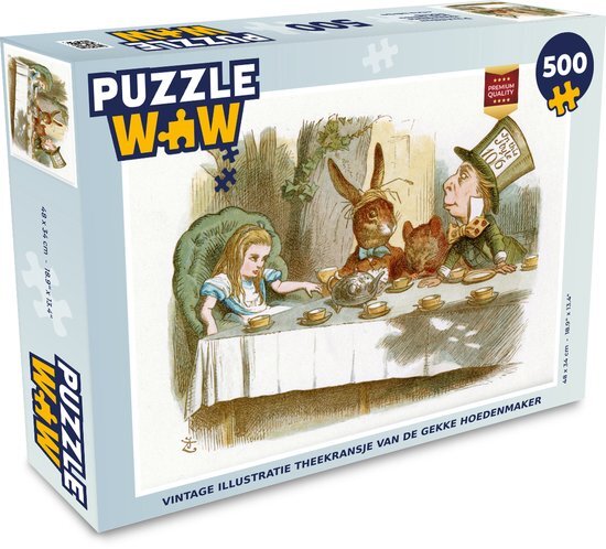 MuchoWow Puzzel Vintage illustratie theekransje van de gekke hoedenmaker - Legpuzzel - Puzzel 500 stukjes