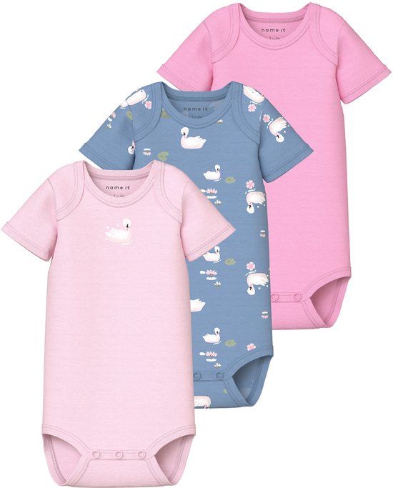 NAME IT NBFBODY 3P SS SWAN NOOS Baby Bodies