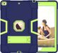 Merkloos / Sans marque Apple iPad 9.7 (2017/2018) 5./6e generatie hoes met kickstand, duurzame zware shockdoss hybride harde hybride drielaagse beschermhoes iPad Tablet Silicone Case (Marineblauw + Groen