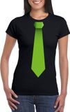 Bellatio Decorations Shoppartners Bv Zwart t-shirt met groene stropdas dames XS